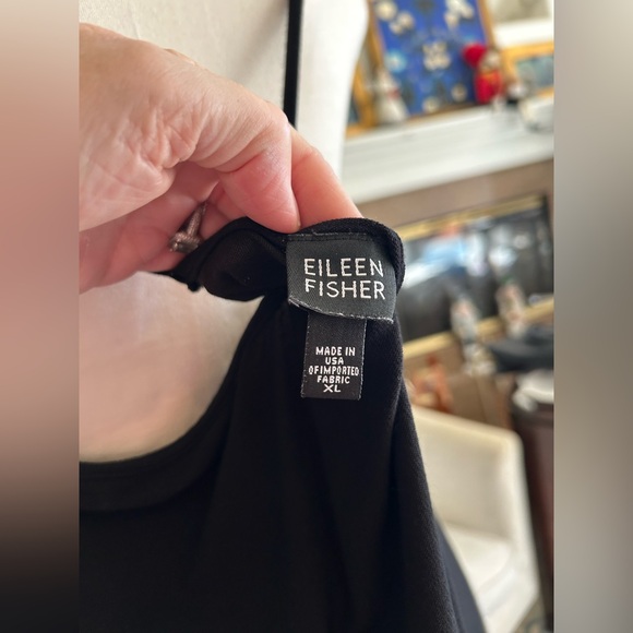 EILEEN FISHER Cross-Back Black Dress, Sz XL - Picture 4 of 6